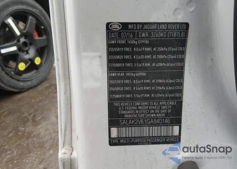 2016 Land Rover Lr4 z USA, uszkodzony, nr VIN SALAK2V61GA840146